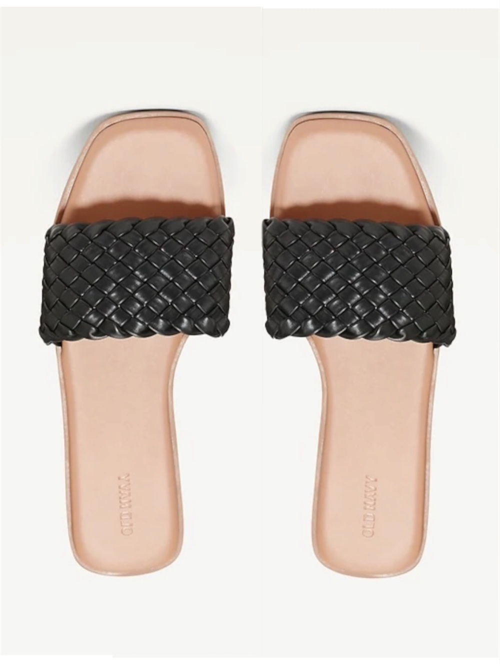 🆕 Old Navy Faux-Leather Woven Slide Sandals in Black Size 9